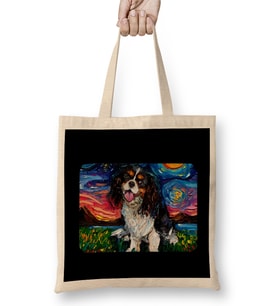 Tri Color Cavalier King Charles Spaniel Night 01 Bez Çanta Uzun Saplı