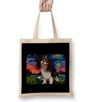 Tri Color Cavalier King Charles Spaniel Night 01 Bez Çanta Uzun Saplı