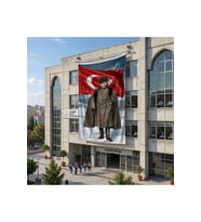 Atatürk ve Türk Bayrağı Poster Bayrak Raşel Kumaş 6x9 metre ATA72