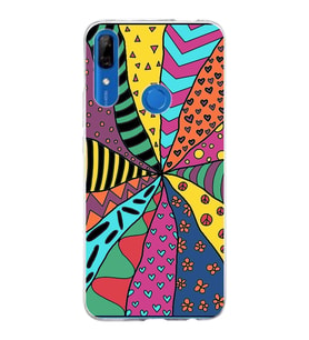 PrintiFy Huawei P Smart Z ile Uyumlu 1mm Slim Fit Retro Renkler 4 Baskılı Şeffaf  Kılıf