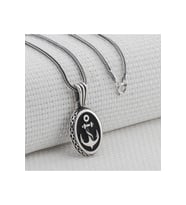 Oval Çapa Motifli 925 Ayar Gümüş Kolye