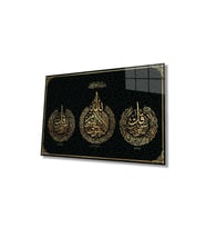 Miyrem Glasses Collection -A1^#  Ayetel Kürsi, Felak ve Nas Suresi Dini İslami Cam Tablo (Çok Renkli)