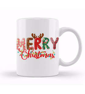 Merry Christmas Leopard Buffalo Red Plaid 01 Kupa Bardak Porselen