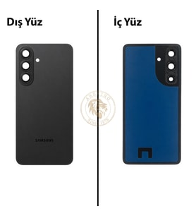 Samsung Galaxy S26 Siyah Renk Lensli Arka Kapak Arka Cam Batarya Kapağı Pil Kapağı Lazer Kesim Back Cover Galaxy S26 Uyumlu