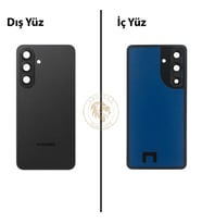 Samsung Galaxy S26 Siyah Renk Lensli Arka Kapak Arka Cam Batarya Kapağı Pil Kapağı Lazer Kesim Back Cover Galaxy S26 Uyumlu