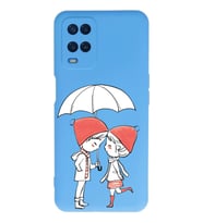 Oppo A16 Uyumlu Lansman Kılıf Aşk Tasarımlı İçi Kadife Kapak-mavi (Şeffaf)