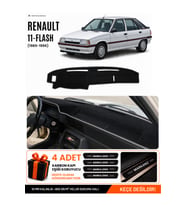 e-biz RENAULT 11 FLASH (1989-1996) Uyumlu Torpido Örtüsü, Torpido Kılıfı - Siyah-Gri - RE003