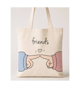 Le Vion friends - Baskılı Bez Çanta 38x42 cm 170 Gr Omuz Çantası Kadın Alışveriş Çantası