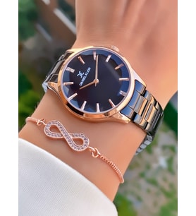 Daniel Klein Kadın Kol Saati – Siyah Rose Gold Çelik Kordon + Hediyelik Bileklik