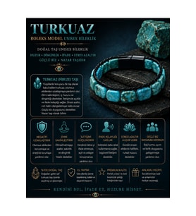 Sertifikalıl Turkuaz Firuze Taşı Roleks Model Kilitli Unisex Doğal Taş Bileklik