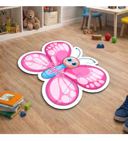 eJOYA Kişiye Özel Pembe Kelebek Puzzle Keçe Halı 116273