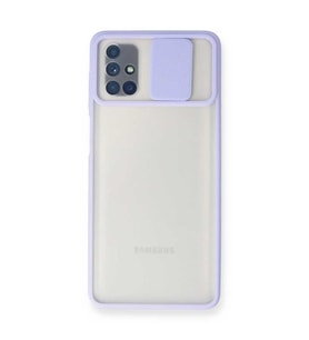Samsung Galaxy M51 Kılıf Palm Buzlu Kamera Sürgülü Silikon - Lila