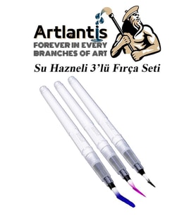 Su Hazneli Kalem Fırça 3 lü 1 Paket Suluboya Kaligrafi Hat Fırçası Sulu Boya Su Hazneli Kalem Doldurulabilir (Şeffaf Hologram)