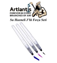 Su Hazneli Kalem Fırça 3 lü 1 Paket Suluboya Kaligrafi Hat Fırçası Sulu Boya Su Hazneli Kalem Doldurulabilir (Şeffaf Hologram)