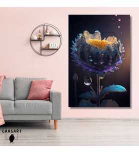 Tekli Dikey Kanvas Duvar Tablosu Su Damlalı Açmamış Lotus