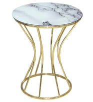 Brc 17886 KUM SAAT FİSKOS Beyaz Mermer Desen Metal Çelik Gold Renk Kaplama Elyapı