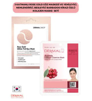3 Katmanlı Rose Gold Göz Maskesi ve Yenileyici, Nemlendirici, Besleyici Barbados Kirazı Özlü Kolajen Maske Seti 2 Adet