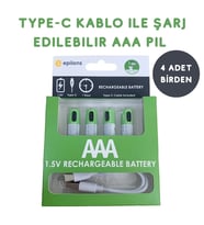 Usb Type-c Şarjlı 4 Adet Aaa 1.5v Lityum Kalem Pil 750mah Uzun Ömürlü