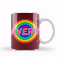 Avery Name personalized Custom   vintage Retro Rainbow Style Design Gift Baby Gift For Her Kupa Bardak Porselen