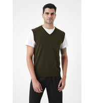 Chuba Erkek V Yaka Regular Fit Triko Süveter Haki 25W2001