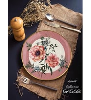 Gönül Mutfak Magnolya Çiçek Desenli Seramik Pasta Tabağı 6'lı 19 cm