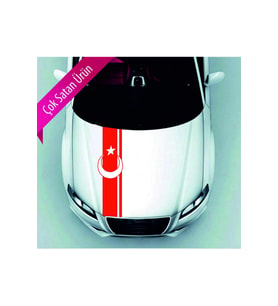 Ay Yıldız Kaput Şerit Oto Sticker Kırmızı 117*20 Cm