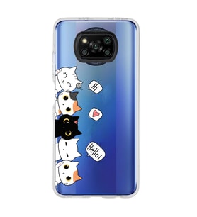 Poco X3 Pro / X3 NFC Uyumlu Kedi Karakterler Tasarımlı Şeffaf Telefon Kılıfı