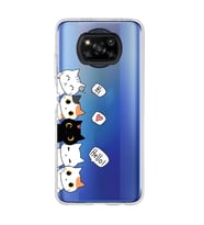 Poco X3 Pro / X3 NFC Uyumlu Kedi Karakterler Tasarımlı Şeffaf Telefon Kılıfı