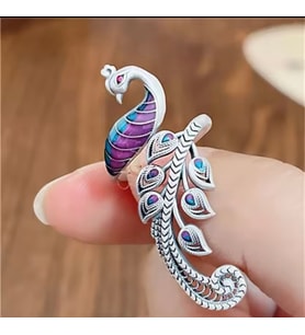 925 AYAR GÜMÜŞ VINTAGE TAVUS KUŞU MOTİFLİ YÜZÜK (Karışık)