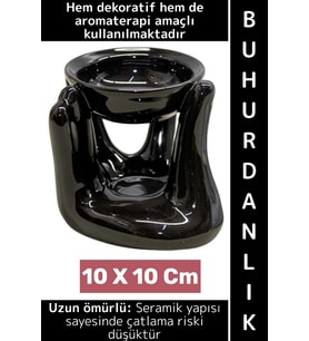 Dekoratif Hediye Aromaterapi Meditasyon Tütsülük Çok Şık Seramik El Tasarımlı Buhurdanlık 10 X 10 Cm