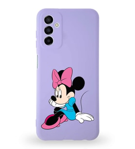 Samsung Galaxy M23 Uyumlu Lansman Kılıf Altı Kapalı İçi Kadife  Minnie Mouse-E Tasarımlı  Kapak (Şeffaf)