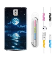 Samsung Note 3 4 5 8 9 20 Ultra 10 Lite Kılıf Kablo Koruma Spiral Silikon Night Moon 1133