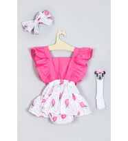 ADABEBEK Fırfırlı Ananas Desenli Miki Dizaltı Çorap Set (Pembe)