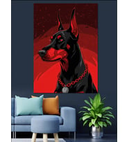 Siyah Doberman Köpek Portresi Dekoratif Kanvas - Mdf Ahşap Tablo