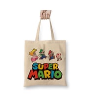 Super Mario Beyaz Bez Çanta Uzun Saplı Alışveriş Çantası Plaj Çantası