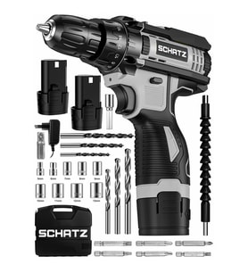 12v Çift Akülü Vidalama Matkap Gri + 24 Parça Set