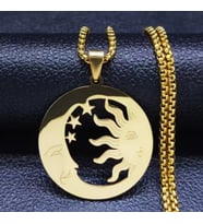 Unisex Gold Renkli Çelik Güneş Ay kolye