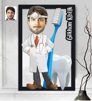 Kişiye Özel 3D  Ahşap Tablo Dişci Doktor Erkek 30x40 -2