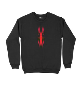 Kırmızı Renkli İnce Örümcek Siyah Sweatshirt