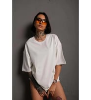 24/1 Düz A Kalite Oversize T-shirt - Beyaz