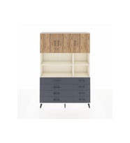 Arges Dolap 8 Raflı 8 Çekmeceli 3 Kapaklı 132x30x195 Aytaşı-Çam/Antrasit