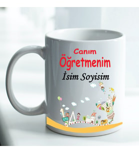 Kişiye Özel İsim ve Fotoğraf Baskılı Öğretmen Temalı Kupa Bardak No:0011