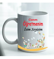 Kişiye Özel İsim ve Fotoğraf Baskılı Öğretmen Temalı Kupa Bardak No:0011