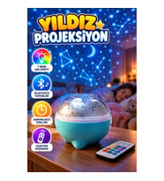 Bluetooth Hoparlörlü Yıldız Projeksiyon Gece Lambası – 7 Renk Efekti, RGB LED, Zamanlayıcı ve Uzakta