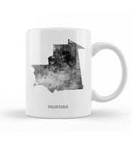Mauritania Watercolor Map Kupa Bardak Porselen