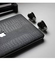 Macbook Pro Kılıf 13 inç M1-M2, Crocodile (Type-c'li Model)A2338 A2289 A2251 A1706-08 A1989 A2159 ile Uyumlu (Siyah)