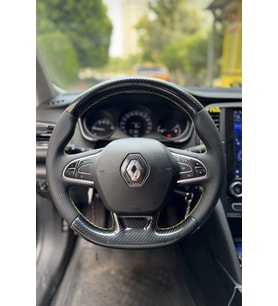 Megane 4 Joy Pakete Uygun Araca Özel Direksiyon Kılıfı SOFT NOKTA 5D KRİSTAL KARBON (Karışık)