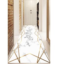 Dijital Baskılı Kaymaz Taban Yıkanabilir Modern Yolluk Ve Koridor Halısı NDU-HS-289 (Gold)