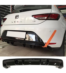 Seat Leon Mk3 FR Difüzör Parlak Siyah Plastik Çıkışsız 2012-2016 Arka-difizör-bodykit-ek-karlık