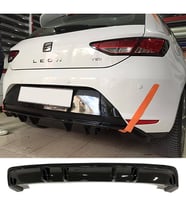 Seat Leon Mk3 FR Difüzör Parlak Siyah Plastik Çıkışsız 2012-2016 Arka-difizör-bodykit-ek-karlık
